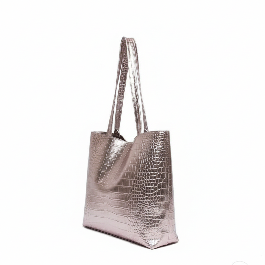 Cartera estilo clásica con patrón cocodrilo