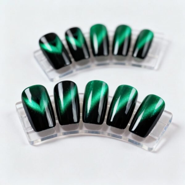Press On Nails 24 Un Ojo de Gato Verde