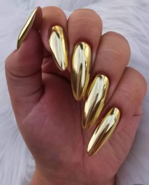 Press on Nails 24 Un Swirl Dorado