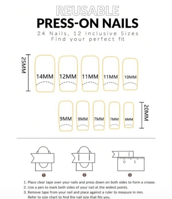 Press On Nails 24 Un Mármol Cuadradas Largas