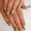 Press on Nails 24 Un Swirl Dorado