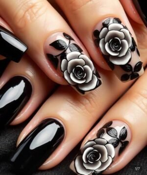 Press On Nails 24 Un Negro Elegante