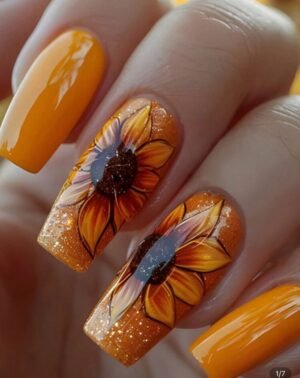 Press On Nails 24 Un Amarillas Girasol