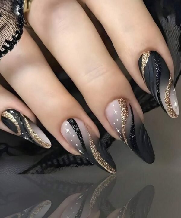 Press On Nails 24 Un geométricas multicolor