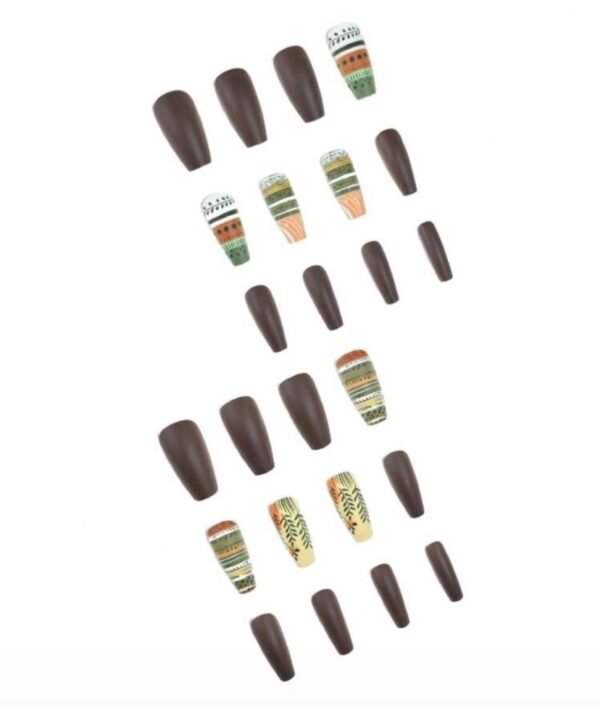 Press on Nails 24 Un Patrones Ancestrales Mate