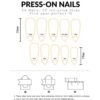 Press On Nails 24 Un Bordo Largas