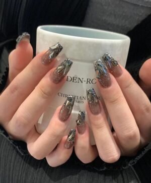 Press On Nails 24 Un Almendra Con Cristales Brillantes