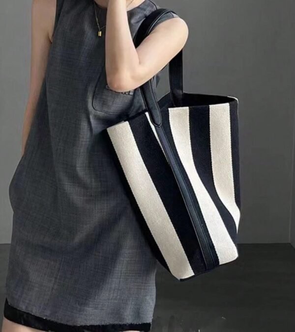 Bolso shopper de tela a rayas