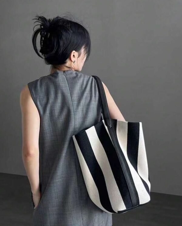 Bolso shopper de tela a rayas