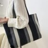 Bolso shopper de tela a rayas