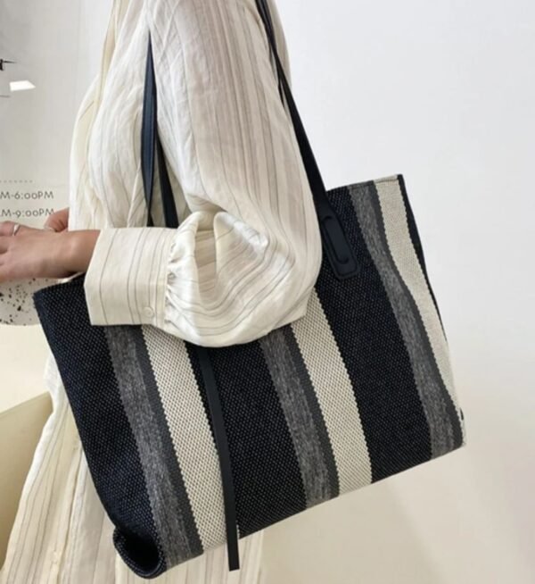 Bolso shopper de tela a rayas
