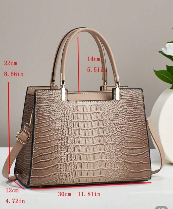 Cartera Cocodrilo Brillante Caqui