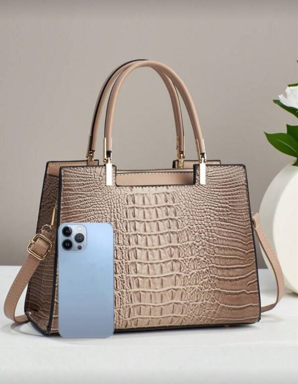 Cartera Cocodrilo Brillante Caqui