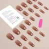 Press on Nails 24 Un francesas café claro