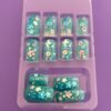 Press on Nails 24 Un Floral Turquesa
