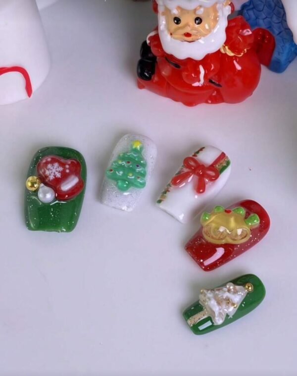 Press on Nails 10 Un Navidad Hechas a mano