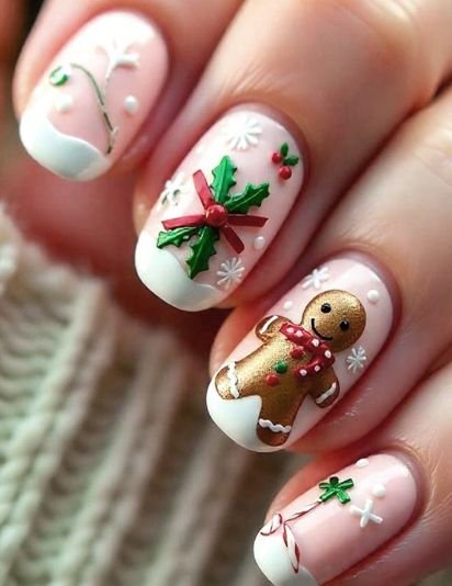 Press on Nails 24 Un Navidad Largas