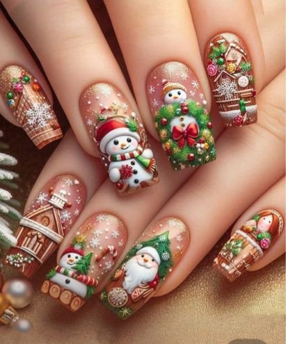 Press on Nails 24 Un Navidad Largas