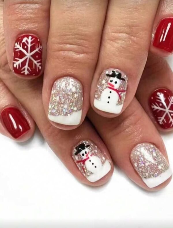 Press on Nails 24 Un Rojo Navidad