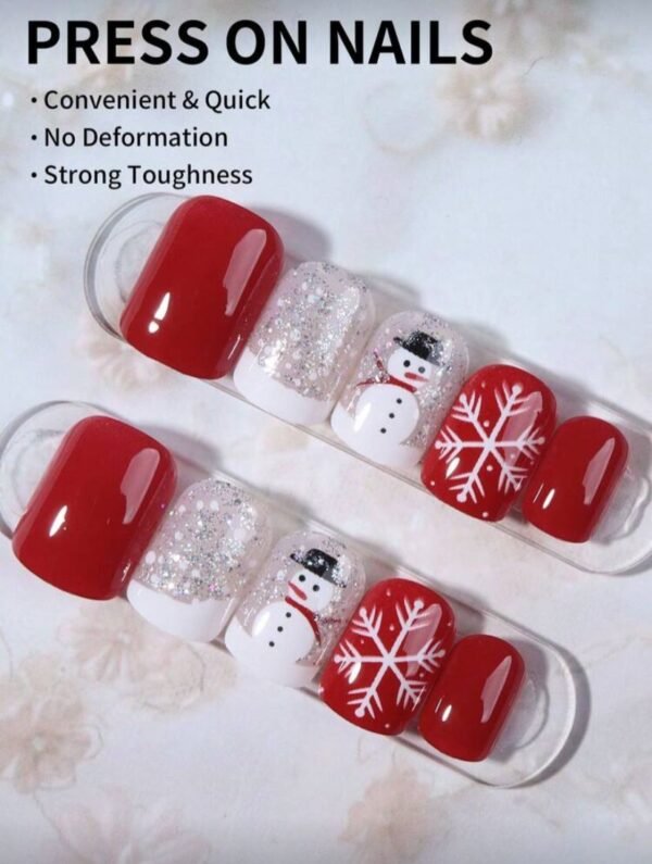 Press on Nails 24 Un Rojo Navidad