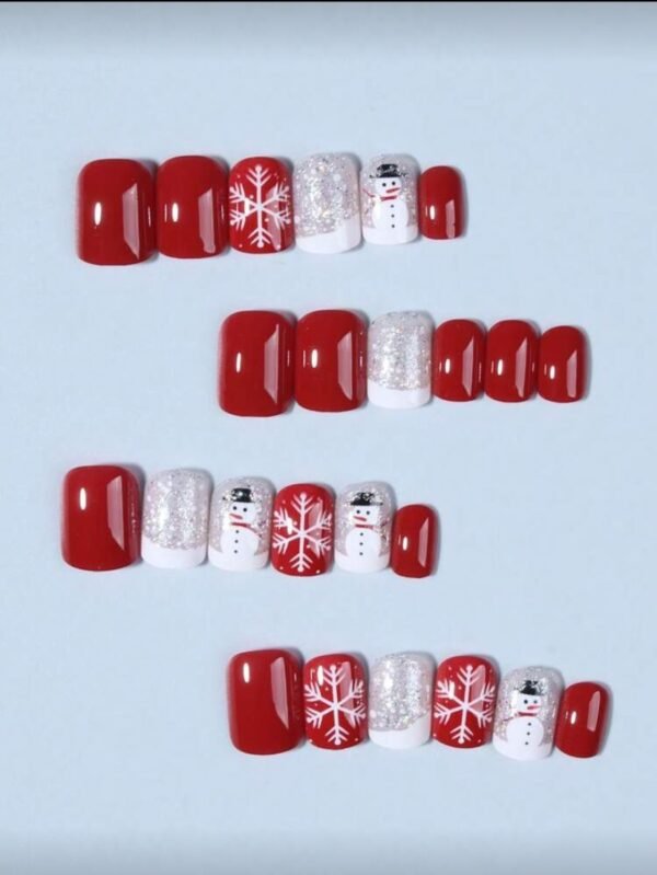 Press on Nails 24 Un Rojo Navidad