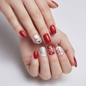 Press on Nails 24 Un Rojo Navidad